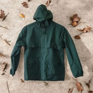 HEAD Weatherproof Green Rain Slicker With Adjustable Hood Size Large